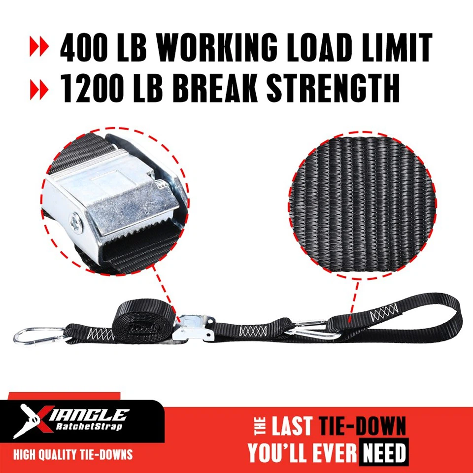 1.5 inch Motorcycle Cam Buckle Tie Downs With Carabiner Hook, 1200lbs. BS suppliers